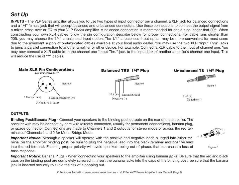 Set up | American Audio VLP Series User Manual | Page 9 / 18