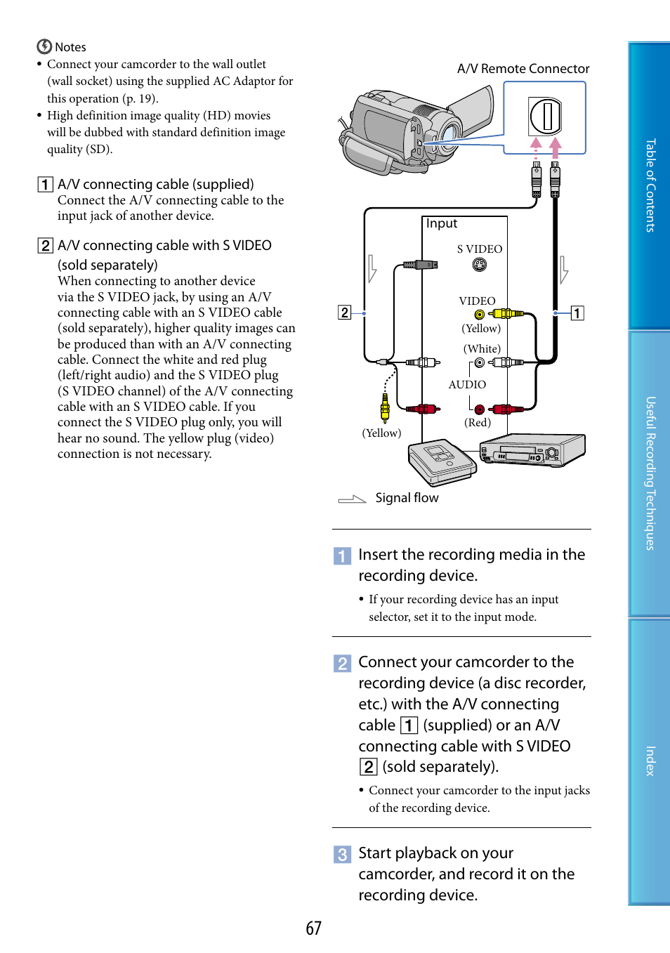 Insert the recording media in the recording device | Sony HDR-XR200V User Manual | Page 67 / 133
