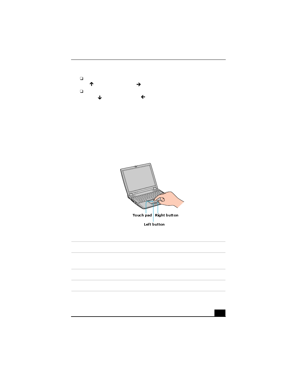 Using the touch pad, Touch pad left button right button | Sony PCG-R505GCP User Manual | Page 35 / 72