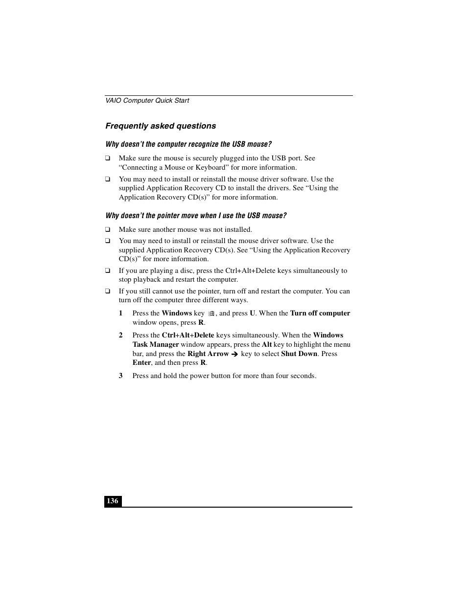 Frequently asked questions | Sony PCG-VX89P User Manual | Page 136 / 200