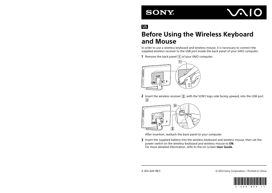 Sony SVL24125CXW User Manual | 2 pages