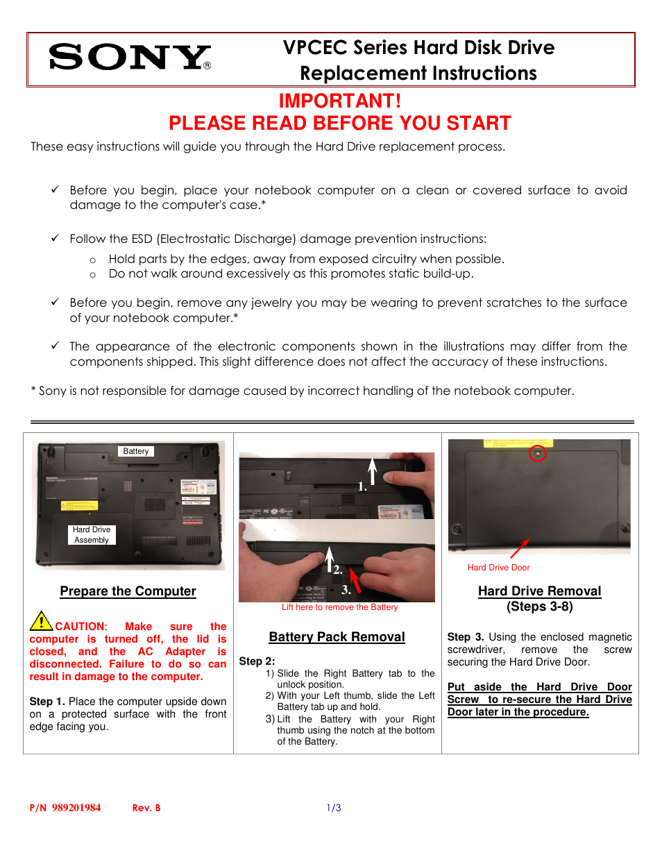 Sony VPCEC4AFX User Manual | 3 pages