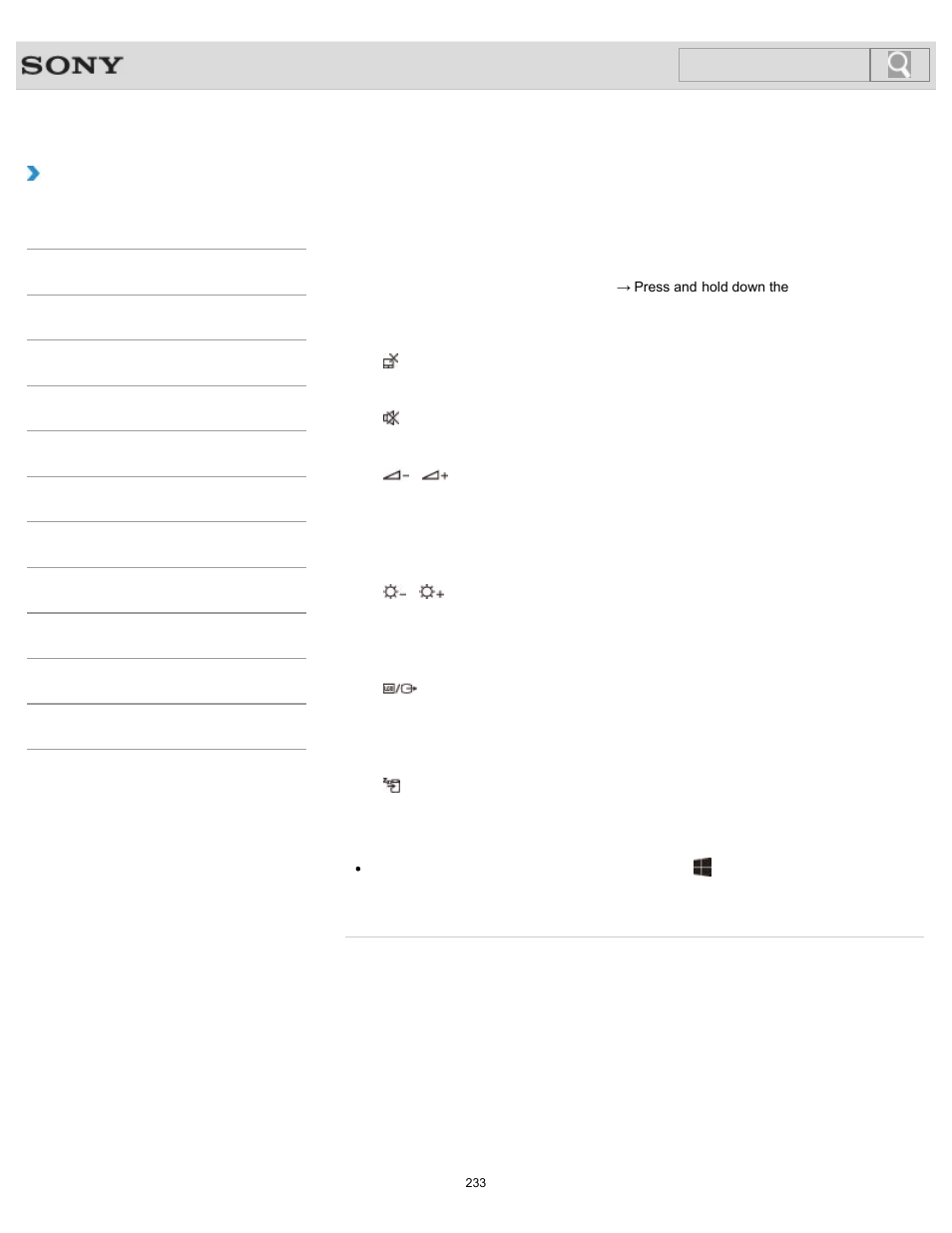 Combinations and functions with the fn key, How to use | Sony SVE15125CXW User Manual | Page 233 / 382