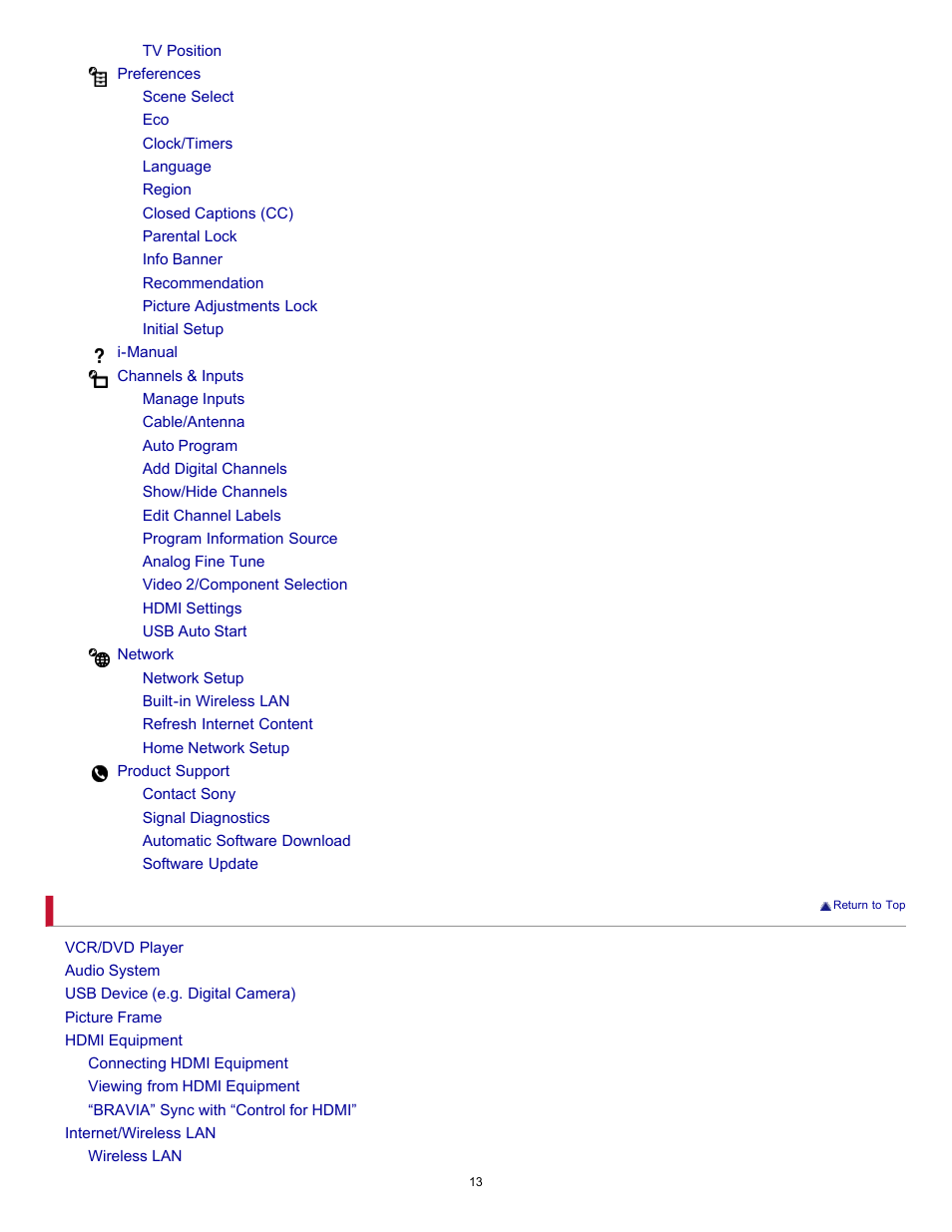 Sony KDL-55EX723 User Manual | Page 13 / 178