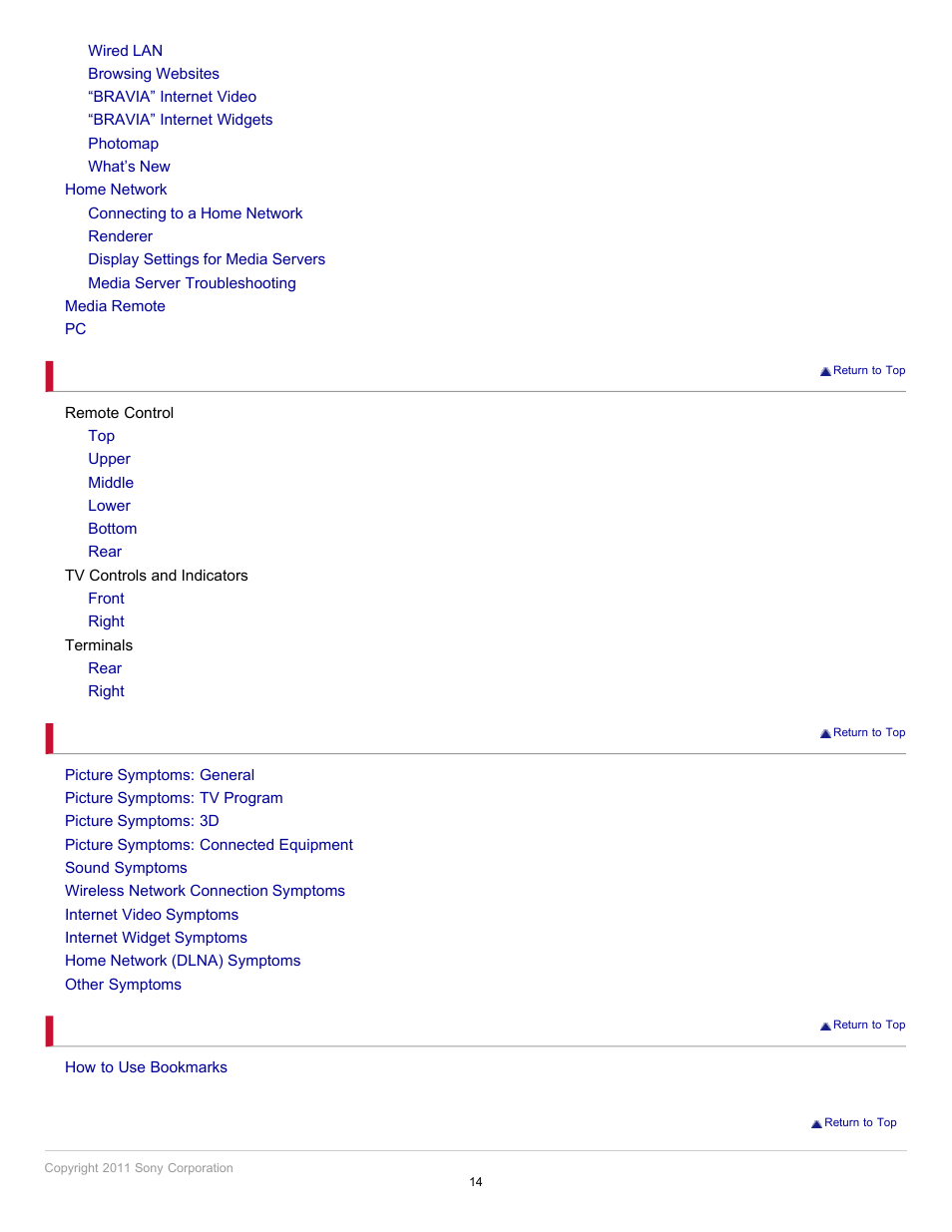 Sony KDL-55EX723 User Manual | Page 14 / 178