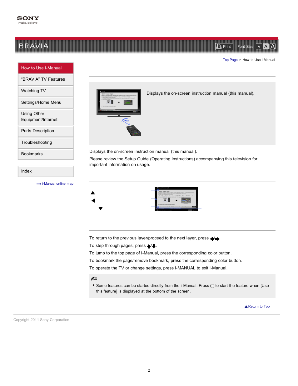 How to use i-manual | Sony KDL-55EX723 User Manual | Page 2 / 178