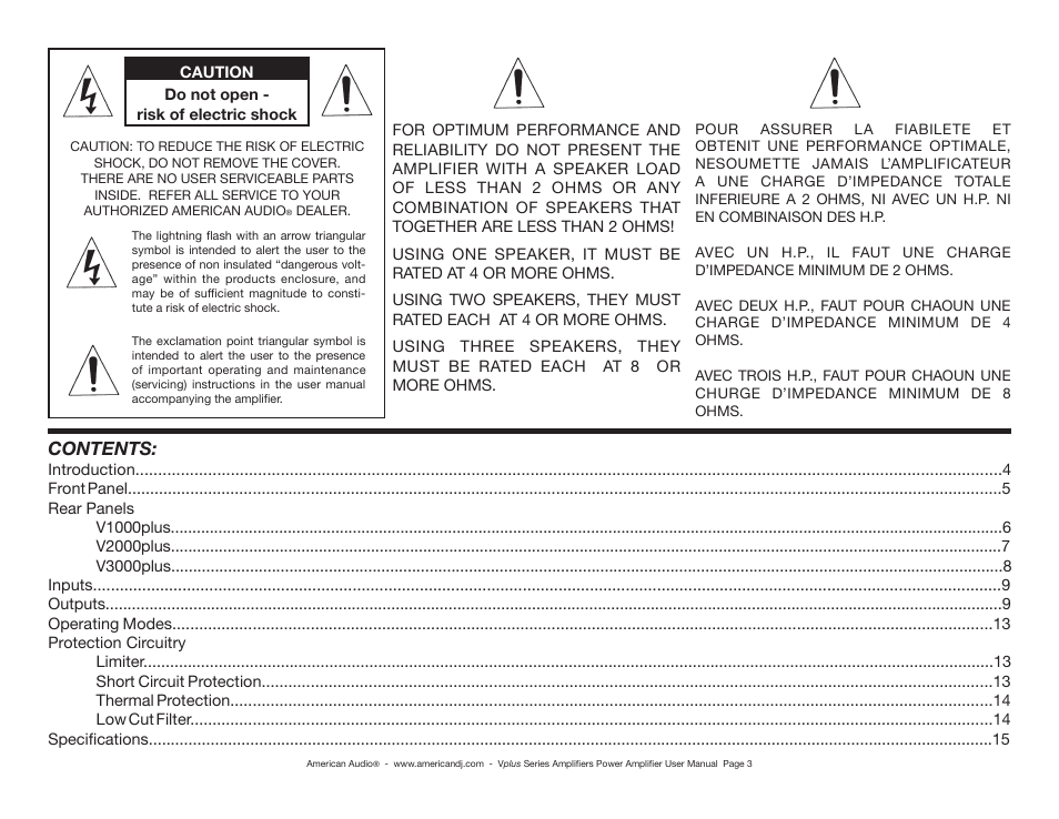 American Audio Vplus Series User Manual | Page 3 / 16