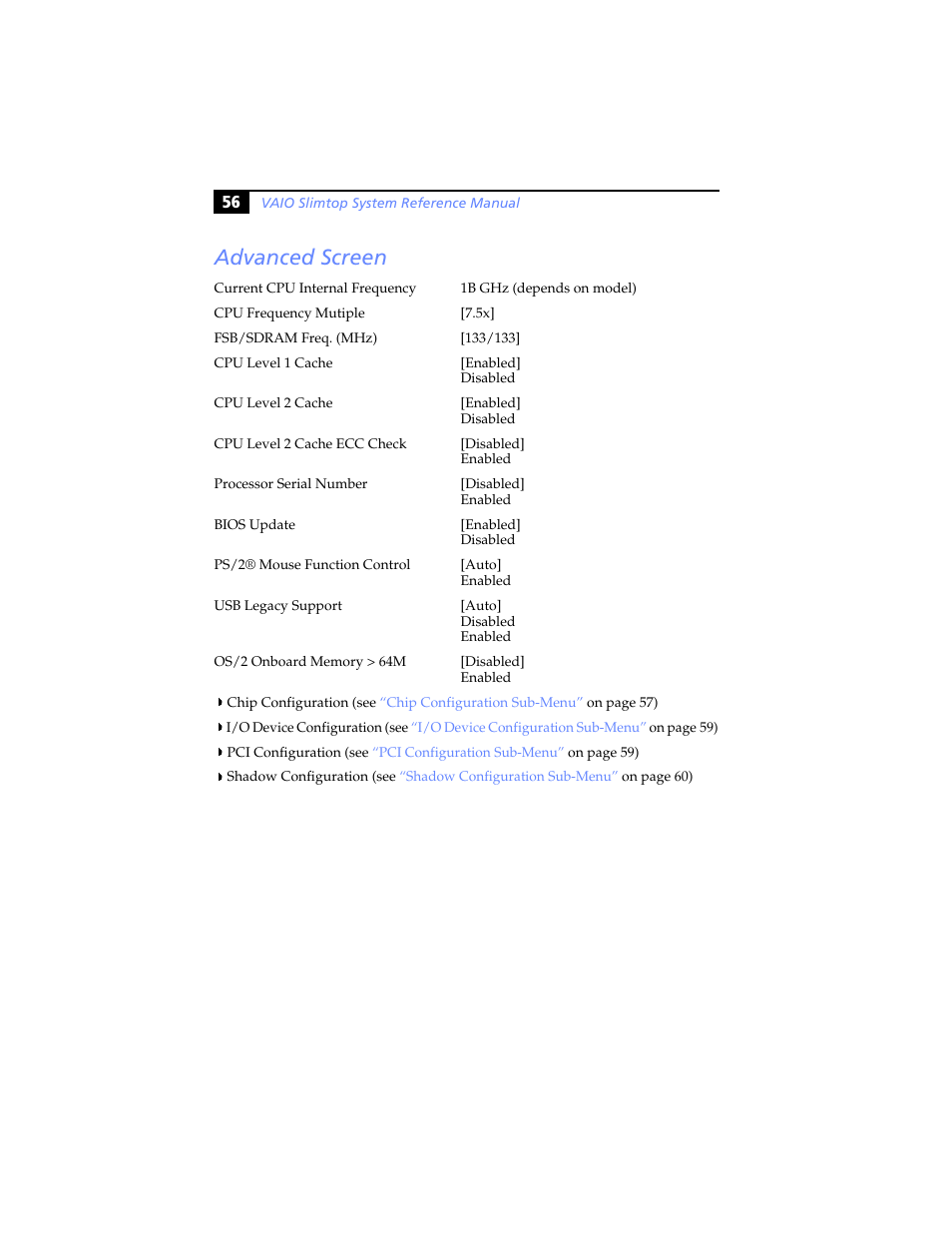 Advanced screen | Sony PCV-LX920 User Manual | Page 68 / 94