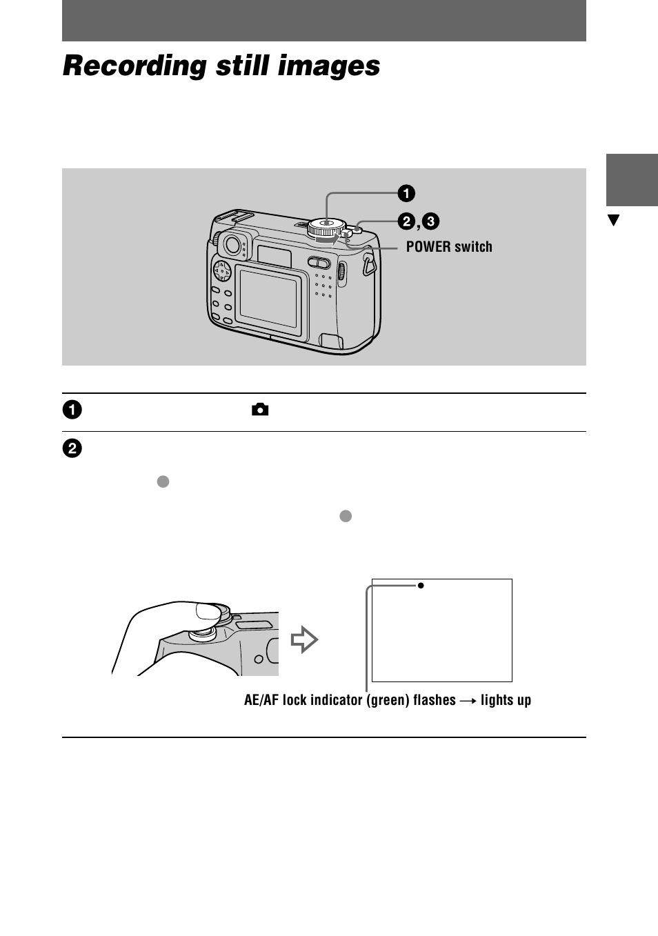 Recording still images | Sony DSC-S75 User Manual | Page 19 / 104
