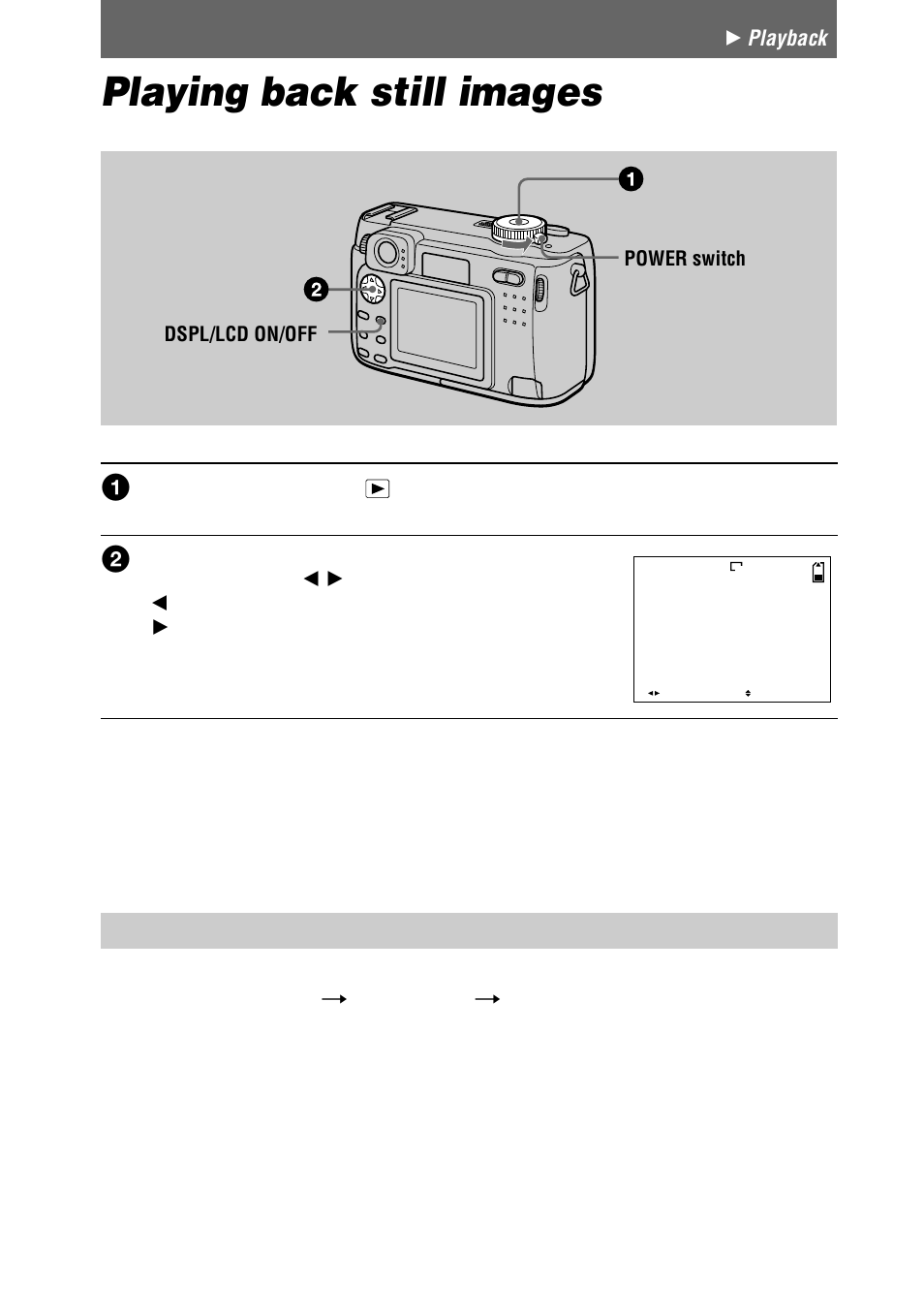 B playback, Playing back still images, Lcd screen indicators during still image playback | Sony DSC-S75 User Manual | Page 28 / 104
