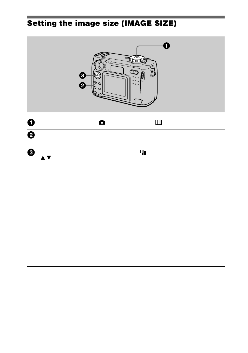 Setting the image size (image size), Setting the image size, Image size) | 48 setting the image size (image size) 1 | Sony DSC-S75 User Manual | Page 48 / 104