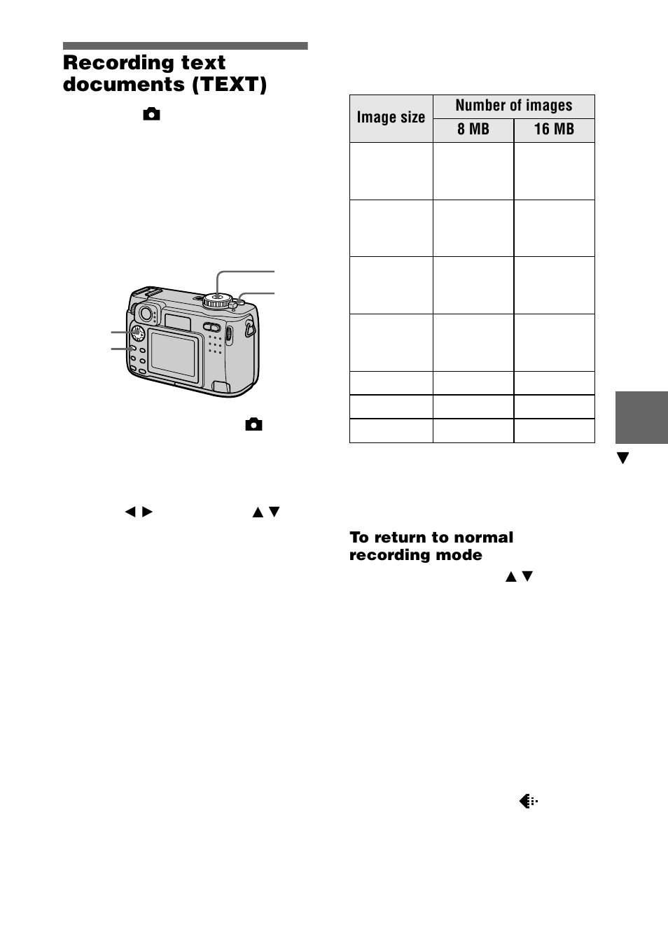 Recording text documents (text), 57 recording text documents (text) | Sony DSC-S75 User Manual | Page 57 / 104