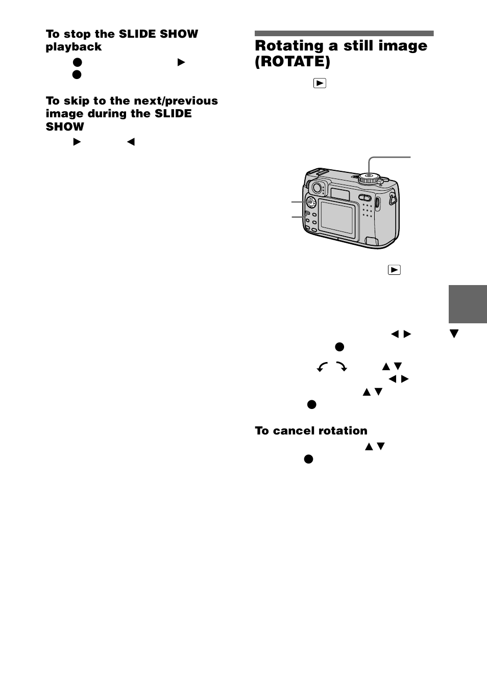 Rotating a still image (rotate) | Sony DSC-S75 User Manual | Page 69 / 104