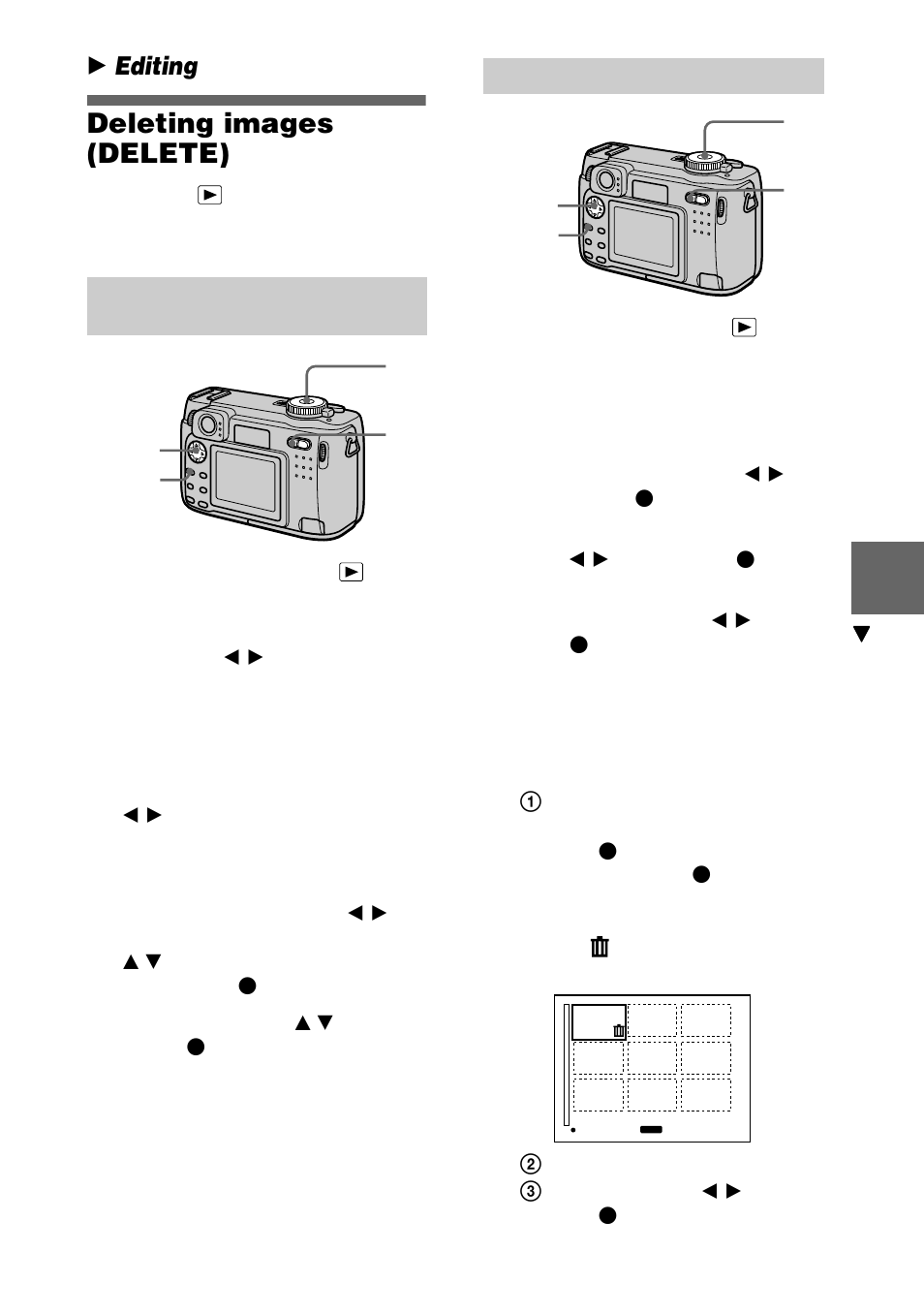 B editing, Deleting images (delete) | Sony DSC-S75 User Manual | Page 71 / 104