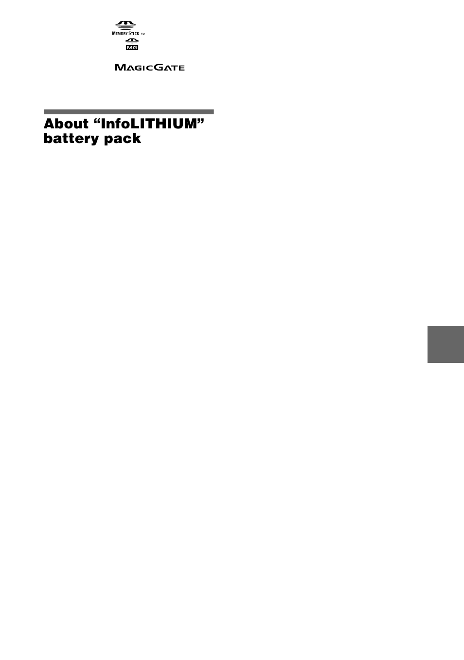 About “infolithium” battery pack, About “infolithium” battery, Pack | Sony DSC-S75 User Manual | Page 85 / 104