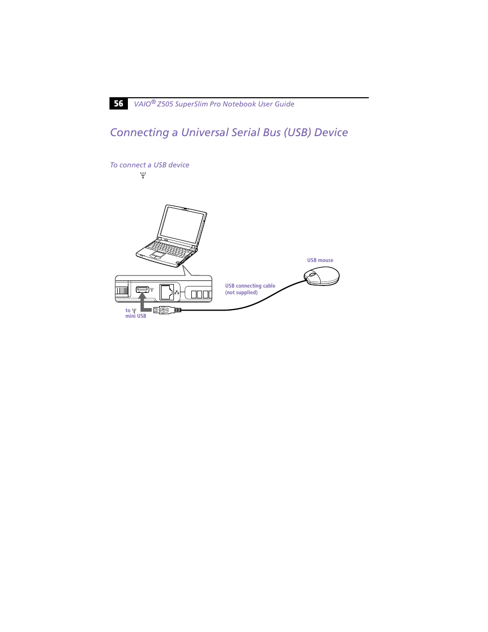 Connecting a universal serial bus (usb) device | Sony PCG-Z505HE User Manual | Page 66 / 88