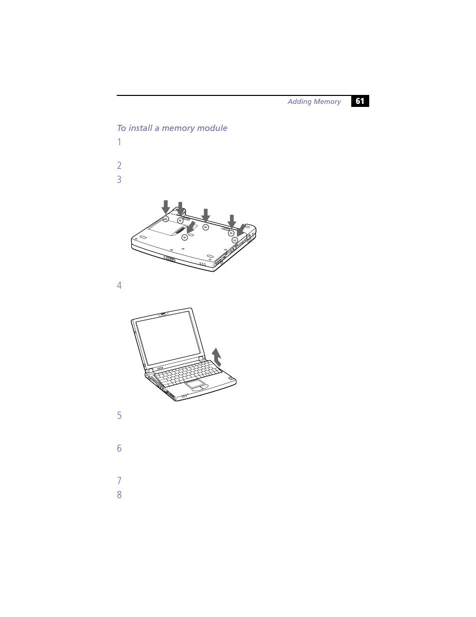 To install a memory module | Sony PCG-Z505HE User Manual | Page 71 / 88