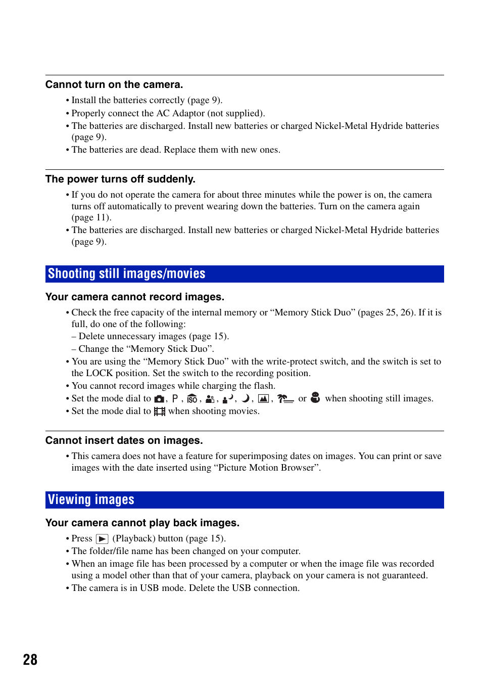 Shooting still images/movies, Viewing images, Shooting still images/movies viewing images | Sony DSC-S650 User Manual | Page 28 / 64