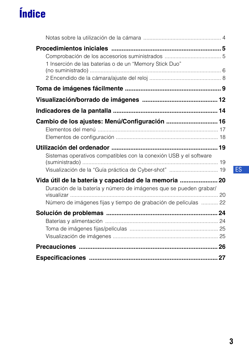 Índice | Sony DSC-S650 User Manual | Page 33 / 64