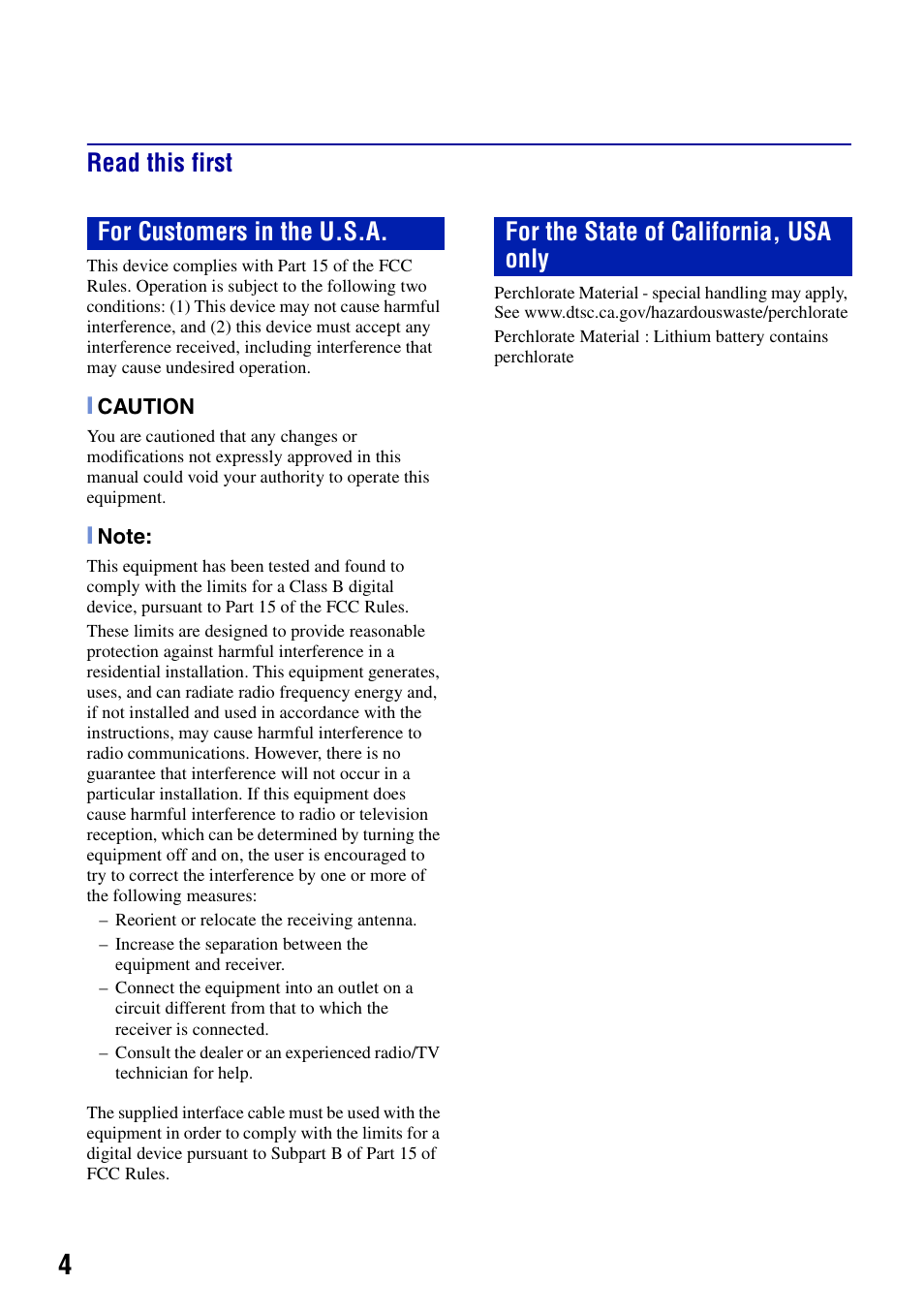 Read this first | Sony DSC-S650 User Manual | Page 4 / 64