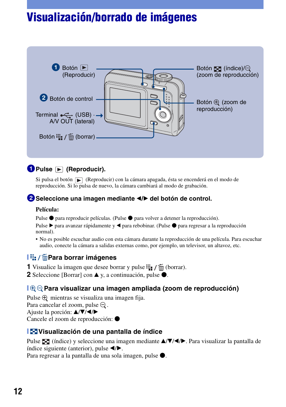 Visualización/borrado de imágenes | Sony DSC-S650 User Manual | Page 42 / 64