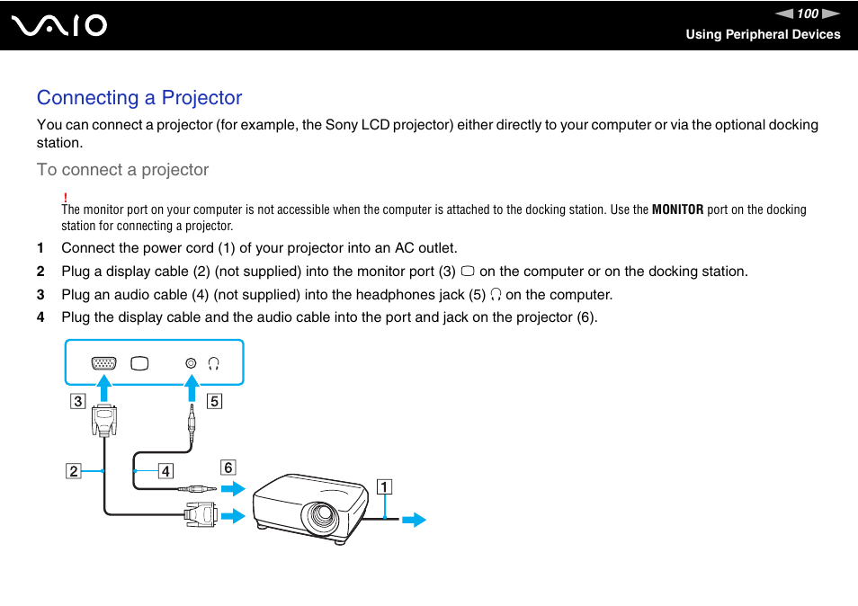 Connecting a projector | Sony VGN-TT250N User Manual | Page 100 / 228