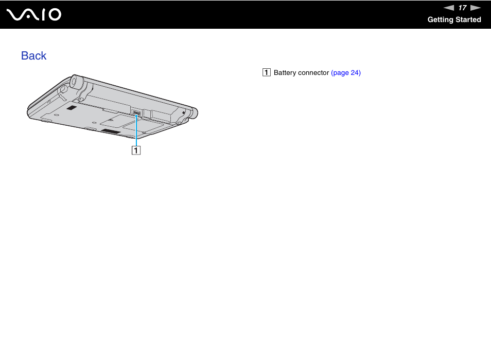 Back | Sony VGN-TT250N User Manual | Page 17 / 228