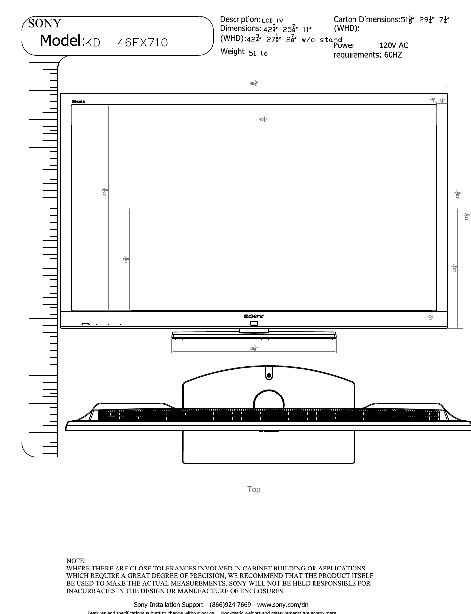 Sony KDL-46EX710 User Manual | 3 pages