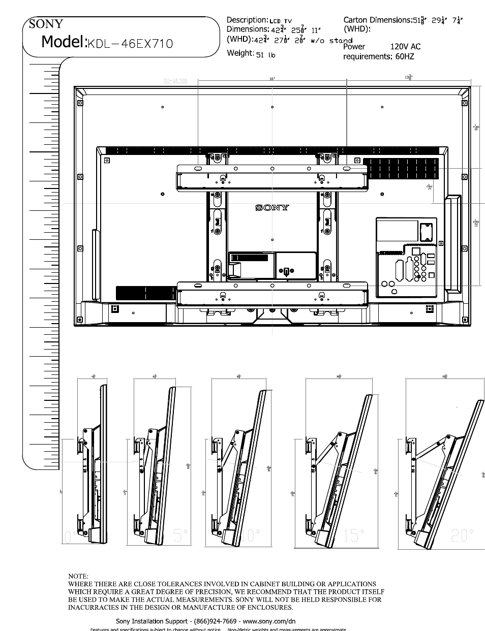 Model | Sony KDL-46EX710 User Manual | Page 3 / 3