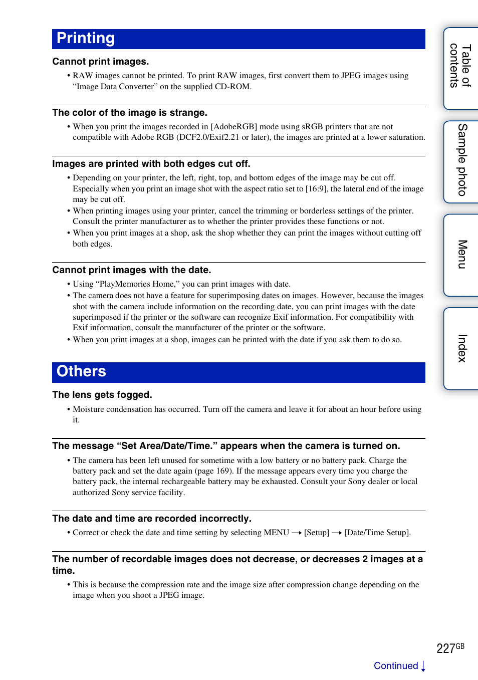 Printing others | Sony NEX-5R User Manual | Page 227 / 247