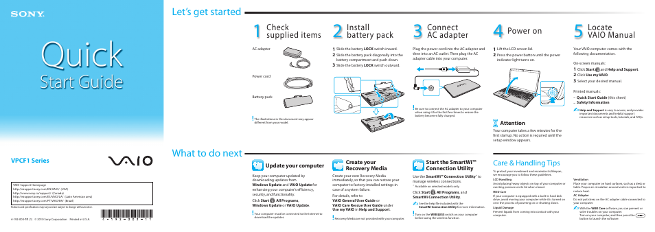 Sony VPCF127FX User Manual | 2 pages