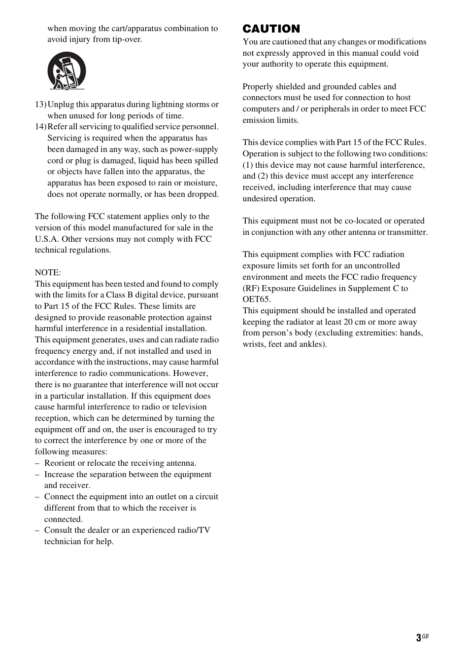 Caution | Sony SA-NS310 User Manual | Page 3 / 60