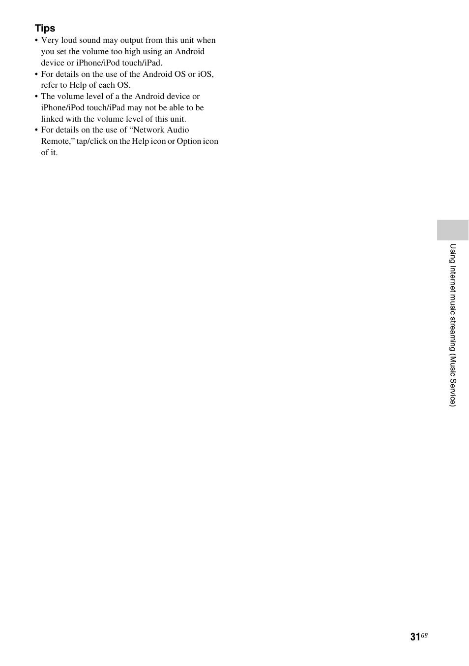 Tips | Sony SA-NS310 User Manual | Page 31 / 60