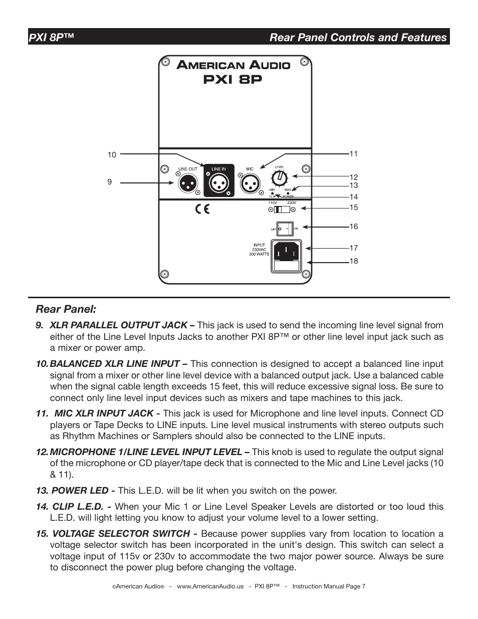 Pxi 8p | American Audio PXI 8P User Manual | Page 7 / 16