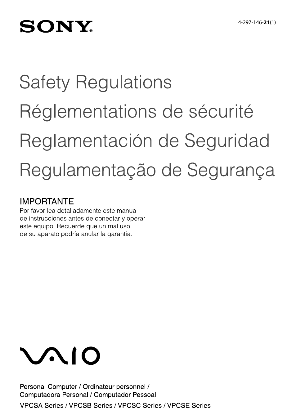 Sony VAIO VPCSA Series User Manual | 44 pages