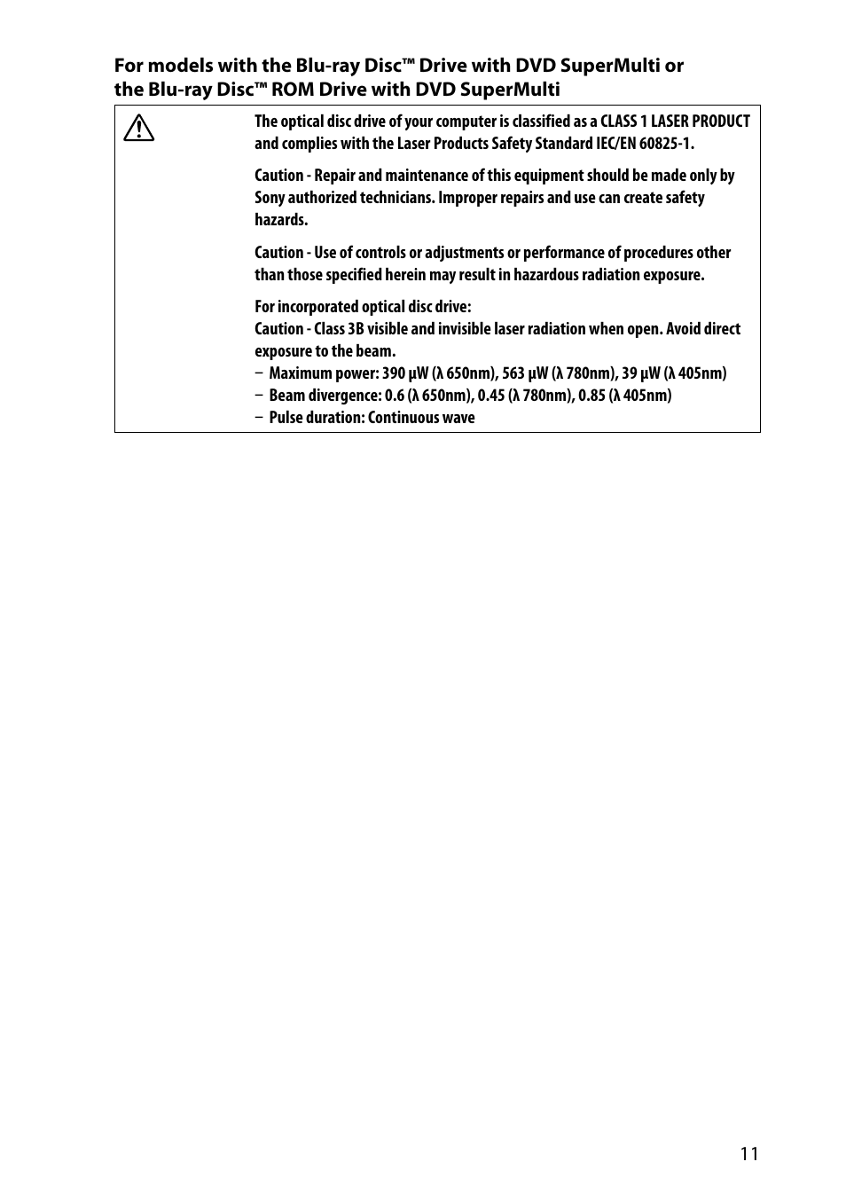 Sony VAIO VPCSA Series User Manual | Page 11 / 44