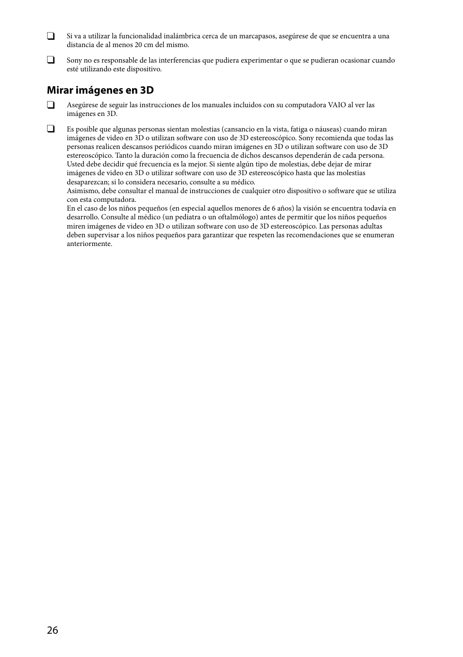 Mirar imágenes en 3d | Sony VAIO VPCSA Series User Manual | Page 26 / 44