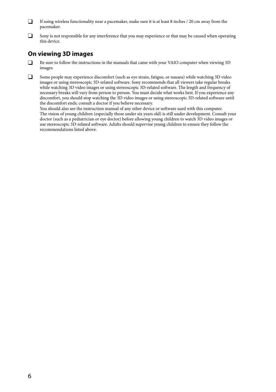 On viewing 3d images | Sony VAIO VPCSA Series User Manual | Page 6 / 44