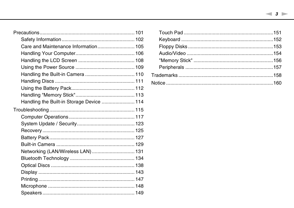 Sony VPCCW2BFX User Manual | Page 3 / 161