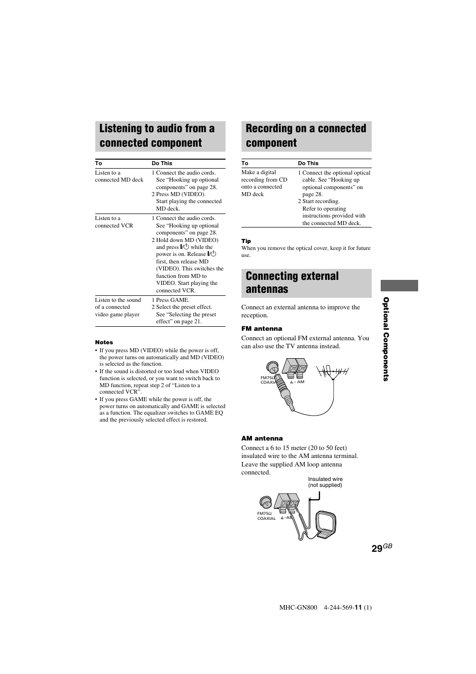 Connecting external antennas | Sony MHC-GX8800 User Manual | Page 29 / 36