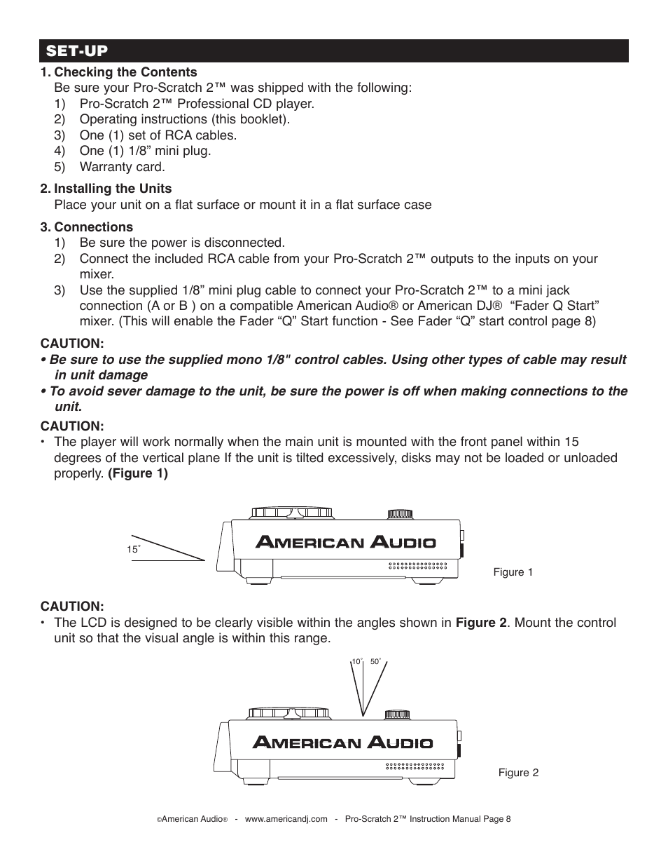 Set-up | American Audio Pro-Scratch 2 User Manual | Page 8 / 36