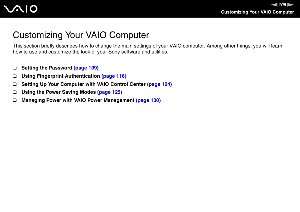 Customizing your vaio computer | Sony VGN-AW190NAB User Manual | Page 108 / 220