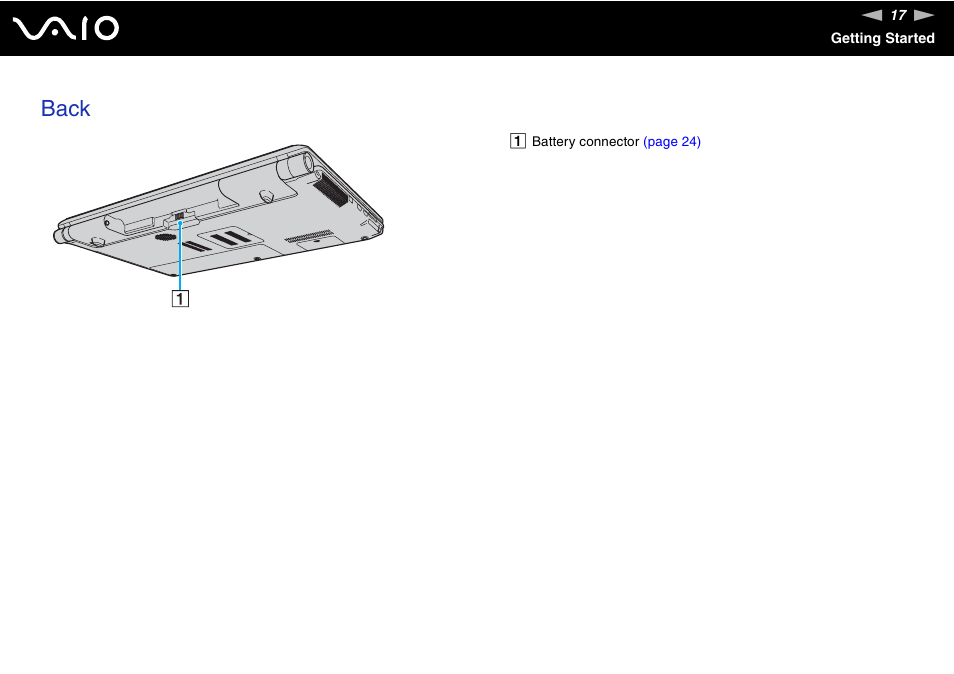 Back | Sony VGN-AW190NAB User Manual | Page 17 / 220