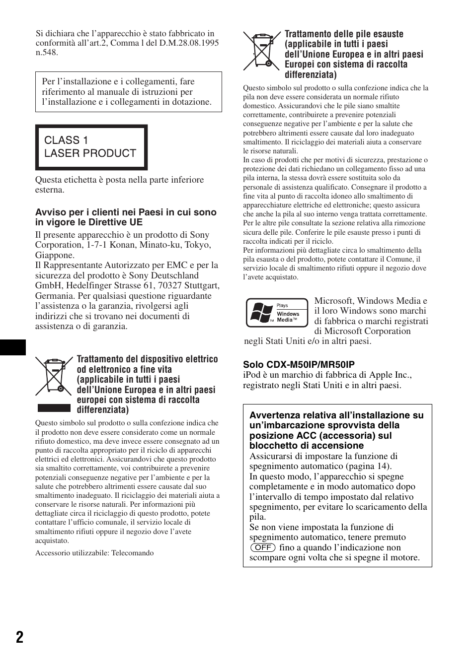 Sony CDX-M30 User Manual | Page 124 / 148