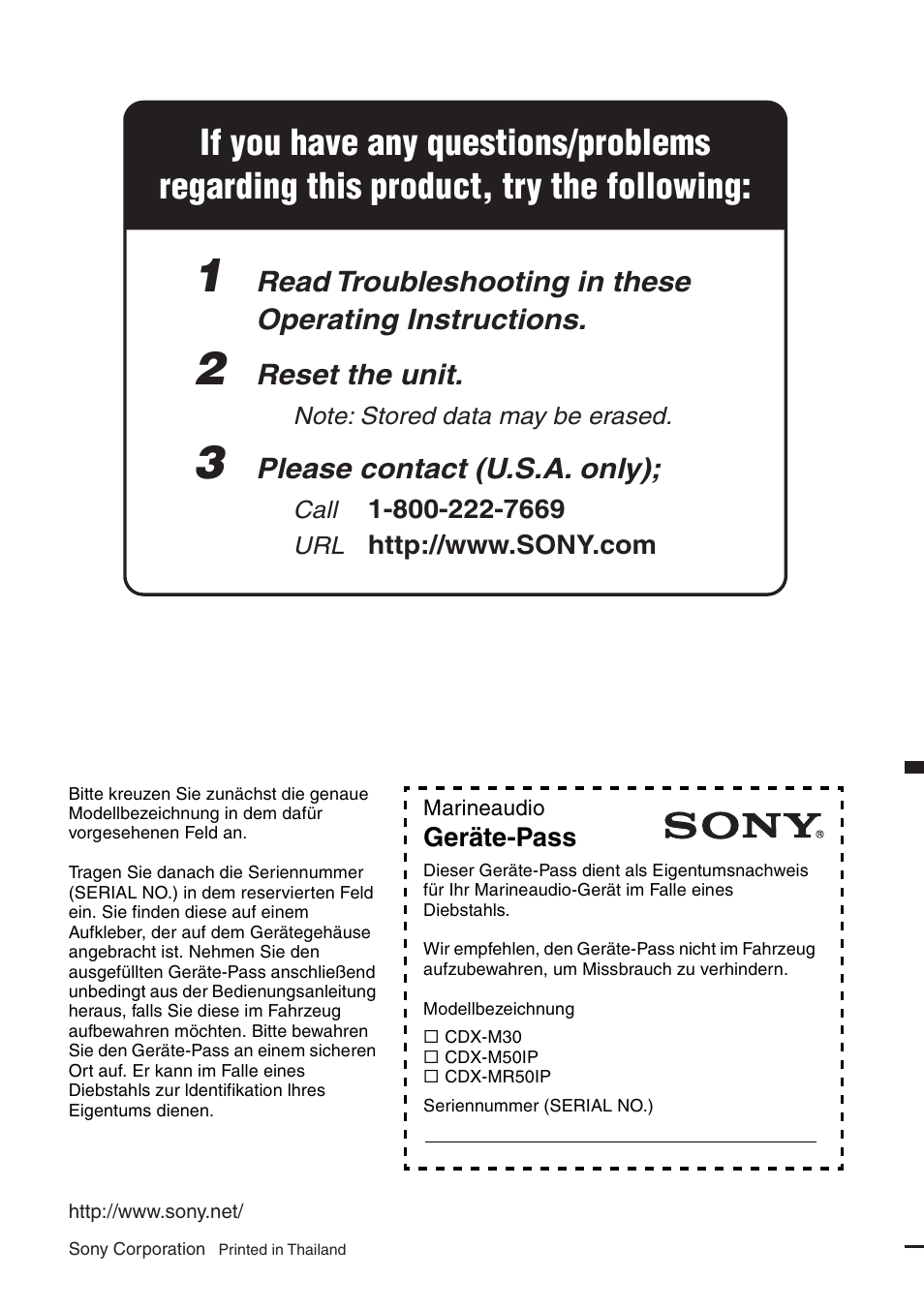 Sony CDX-M30 User Manual | Page 148 / 148