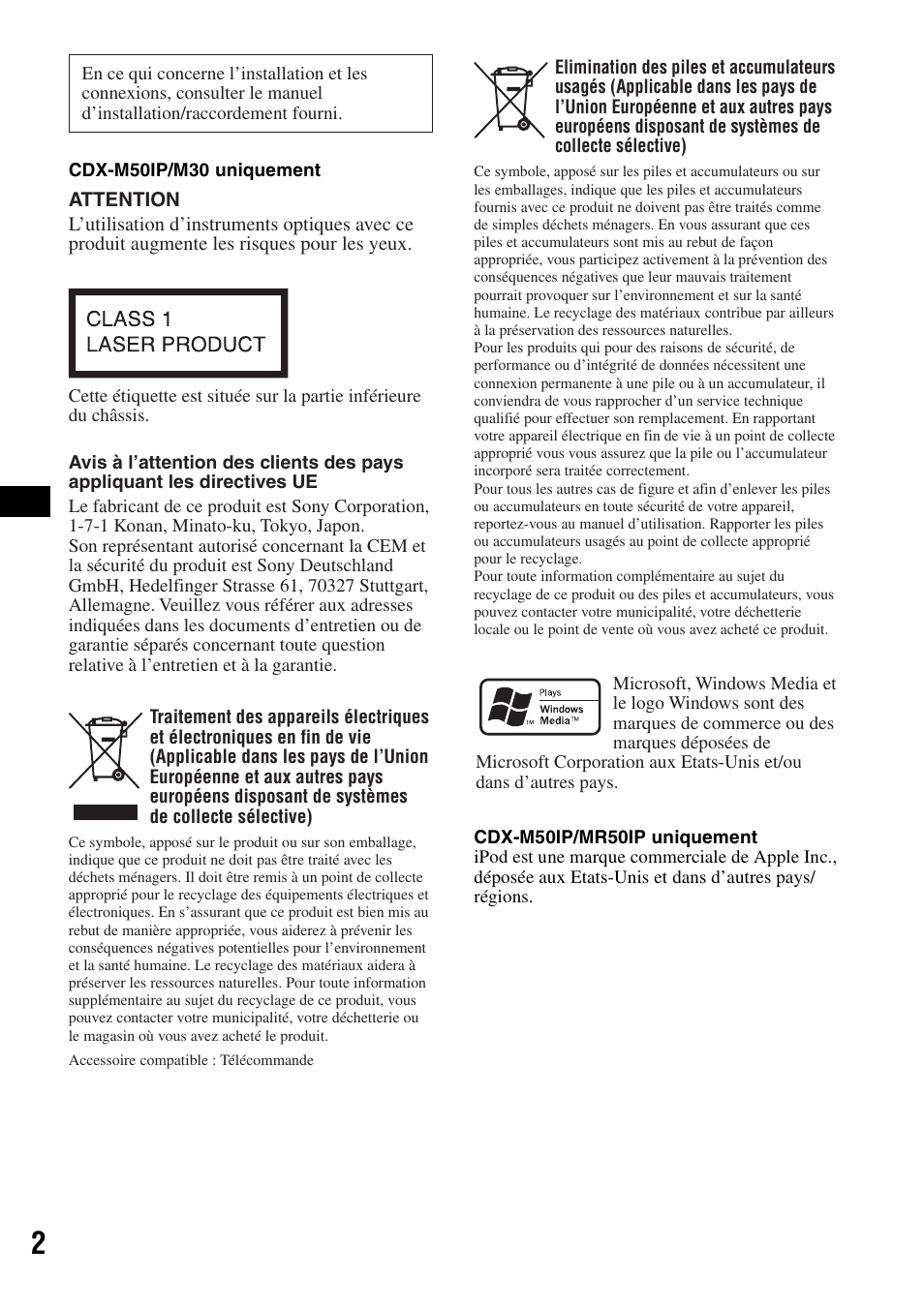 Sony CDX-M30 User Manual | Page 26 / 148