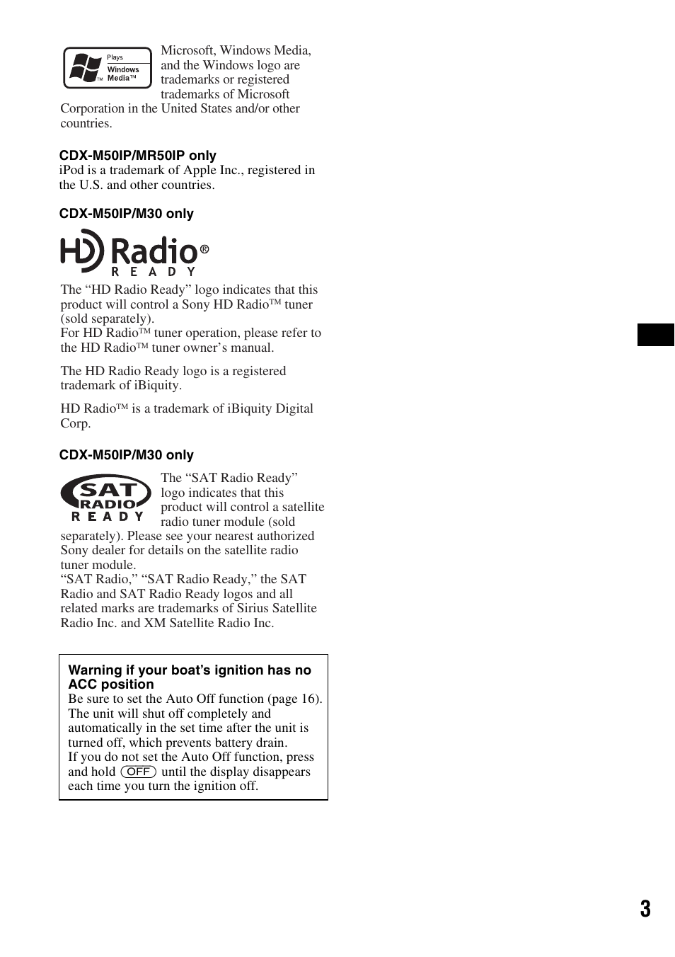 Sony CDX-M30 User Manual | Page 3 / 148