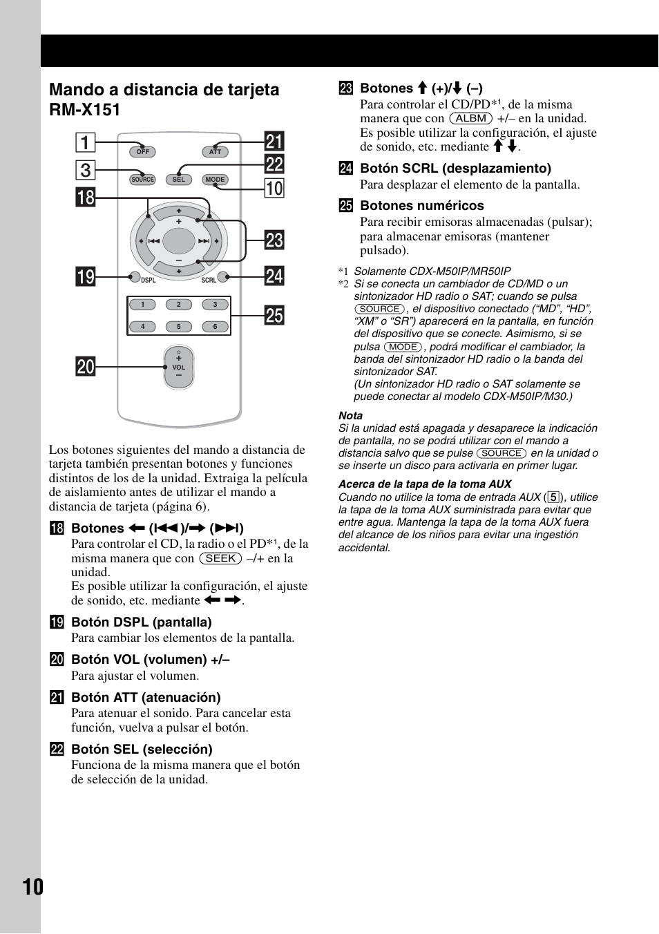 Mando a distancia de tarjeta rm-x151, 3ws q; 1 wf qk ql wa w; wg wd | Sony CDX-M30 User Manual | Page 60 / 148