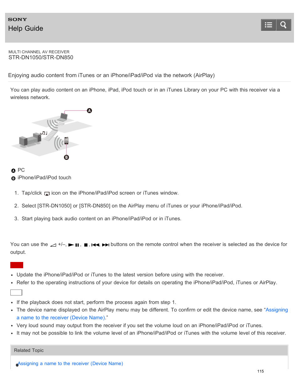 Network (airplay), Help guide | Sony STR-DN1050 User Manual | Page 126 / 379