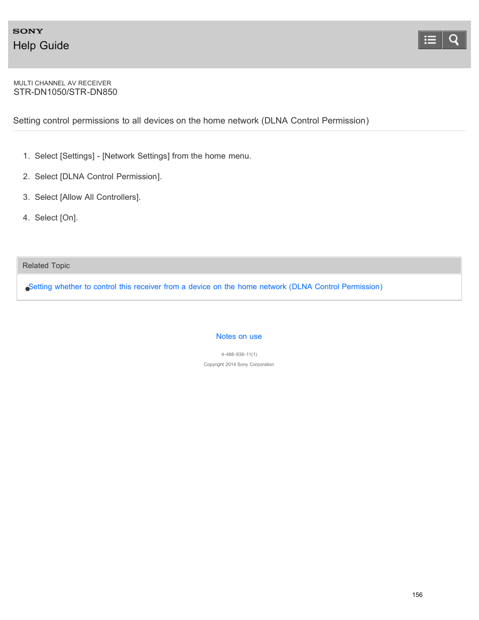 Control permission), Permission), Help guide | Sony STR-DN1050 User Manual | Page 167 / 379